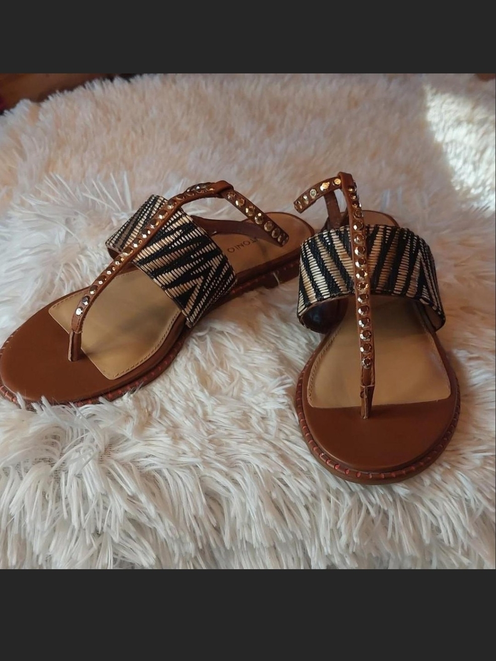 NWT Antonio Melani Nastia Tribal Studded Thong Sandals Size 6M